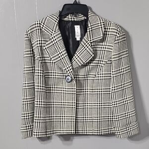 Jade Black and White Plaid Blazer